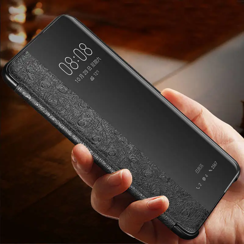 Чехол из натуральной кожи для huawei P30 Pro, умный чехол с окошком для просмотра, чехол для huawei P30 P30Pro, чехол, Fundas