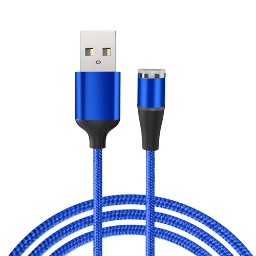 Магнитный USB кабель VOXLINK 1 м светодиодный для iPhone Xs 6 7 и USB TypeC кабель и Micro USB нейлоновая оплетка для samsung Xiaomi huawei LG USB C - Цвет: Blue Cable no Plug