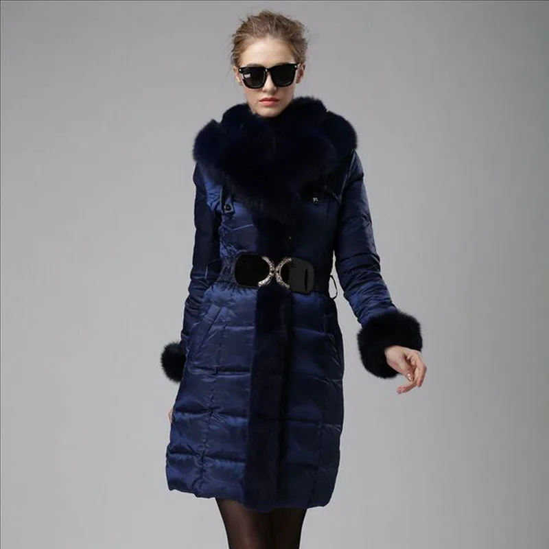 Большой натуральный Лисий Мех 2018 Высокое качество зимняя куртка женская