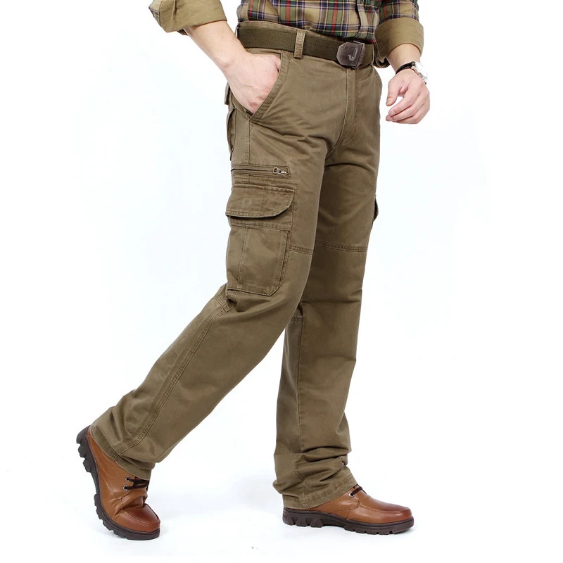 Брюки карго Мужские средней посадки штаны полной длины много карманов