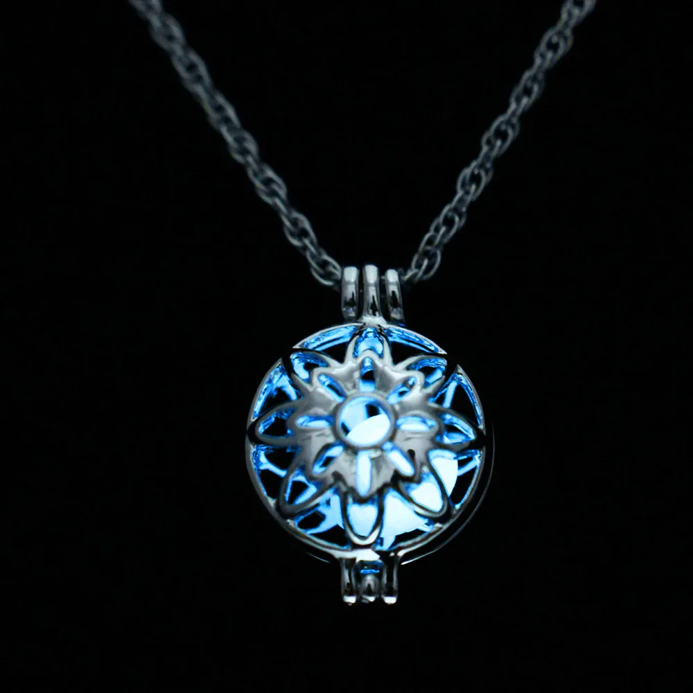 Женские Подвески в виде цветка светящаяся темная бусина открытые ожерелья и