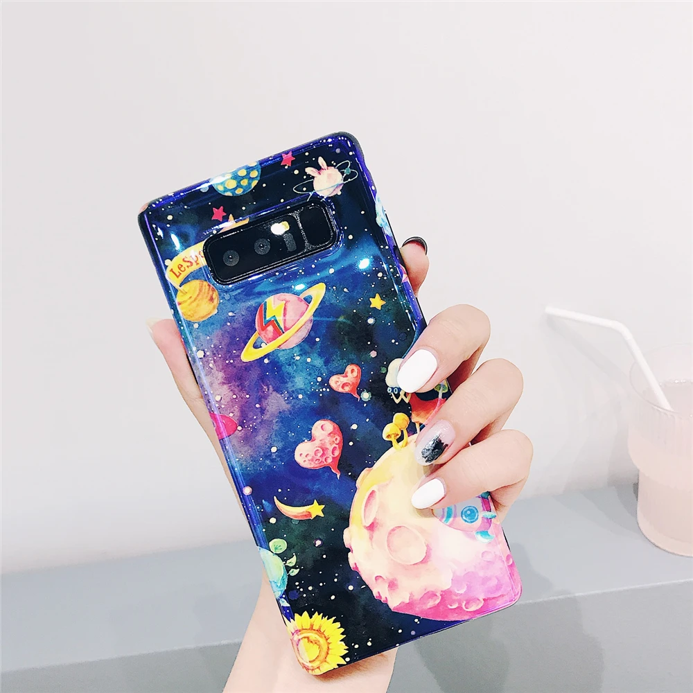 Чехлы для samsung Galaxy S8 S9 плюс планет Star девушка любовь Blue Ray чехол телефона Note8 Мягкие