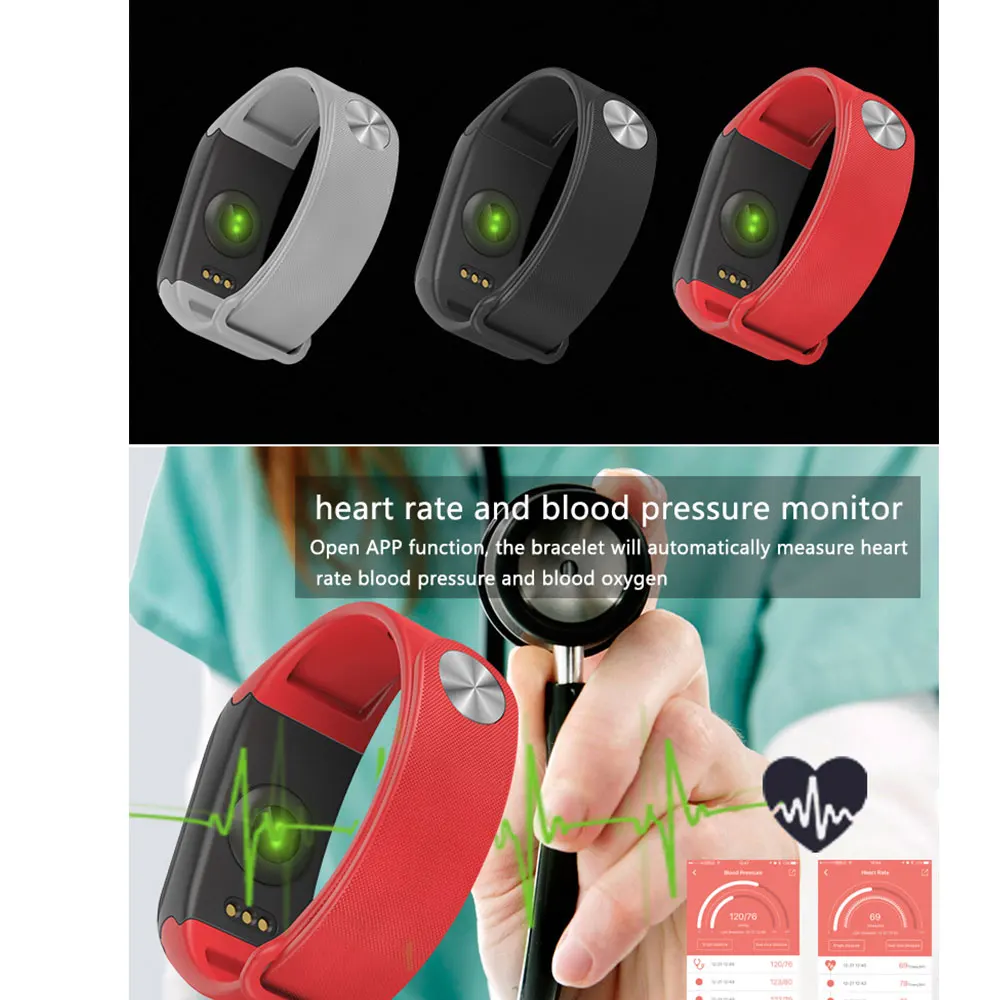 F1 Smartband Blood Pressure Watch Heart Rate Oxygen Monitor Smart Fitness Tracker Bracelet Step Pedometer Wristband vs mi | Электроника