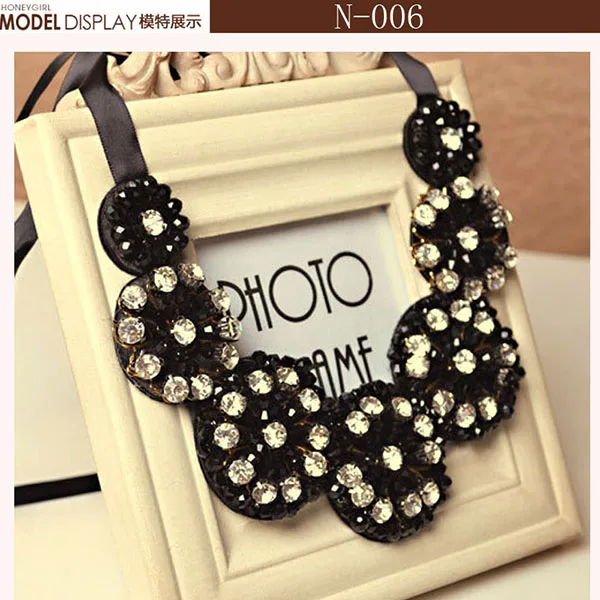 Fashion Chokers women chain big bib crystal bead Collars Wedding Statement detachable Collar clothing accessary |