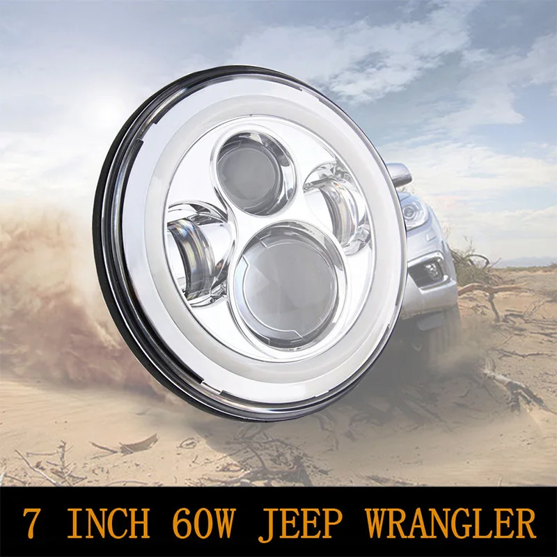 7 дюймов Harley светодиодные фары 12 В для Jeep Wrangler Hummer LandRover JK CJ H4 Белый Halo сигнал