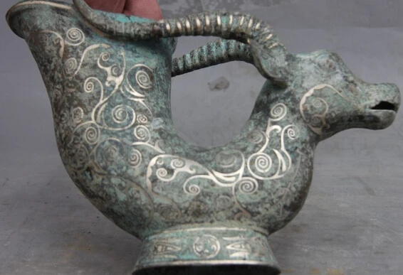 Китай Бронза Позолоченного Серебра Овцы Козы Бокал Бутылка Кубок Стакан Вина Cup