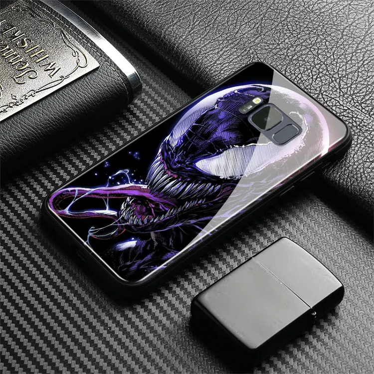 VENOM 2 Glass Venom пленка дизайн художественное стекло Мягкий силиконовый чехол для телефона оболочка Крышка для samsung Galaxy S8 S9 S10e S10 Note 8 9 10 Plus - Цвет: VENOM 2 Glass