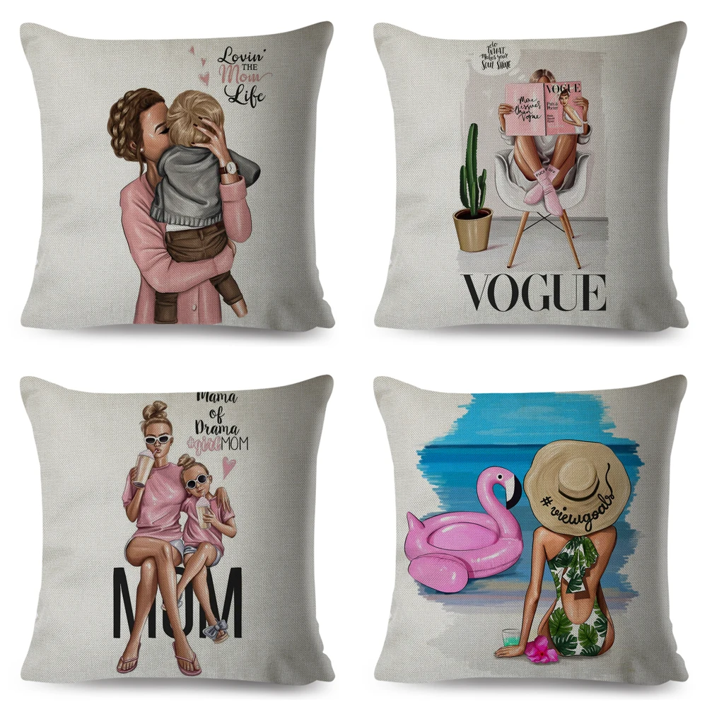 Модный милый мультяшный чехол для подушки Super Mama 45x45 см декоративный мамы и