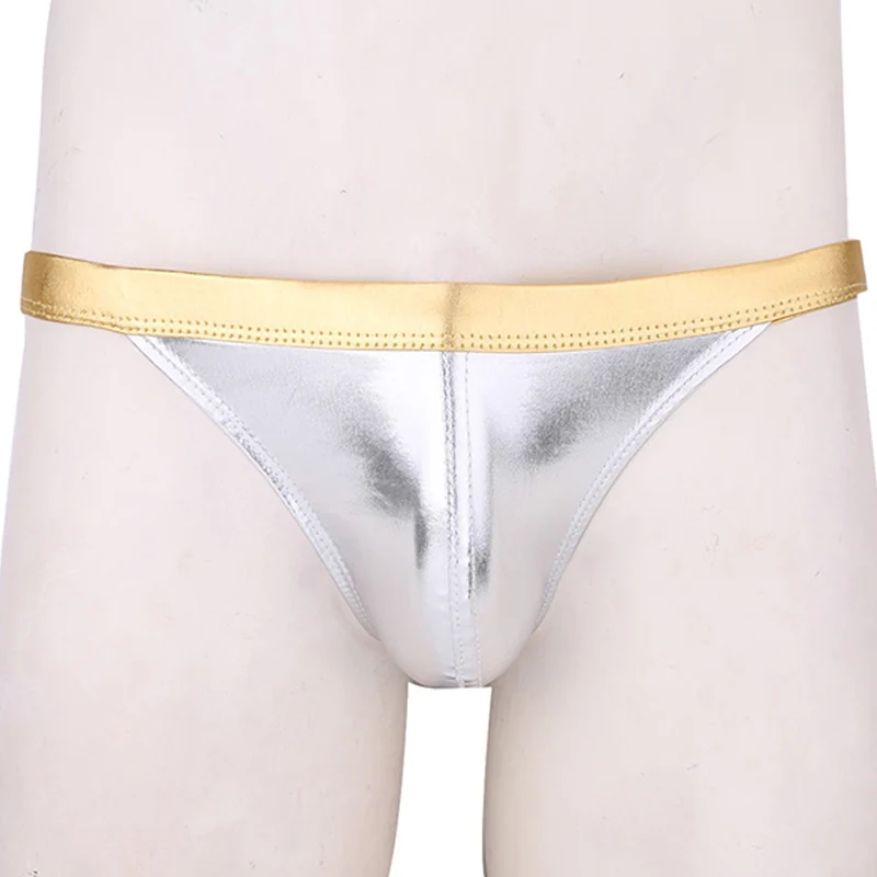 Mens Leather Lingerie Sexy PU Leather Underwear Jockstrap String Homme Men Sexy Under Wear Hip Gay Male Low Waist Thong Panties