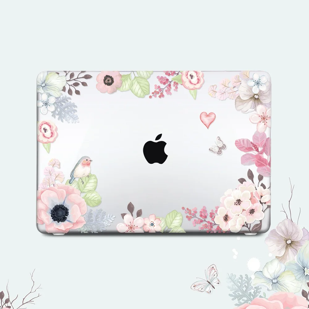 Цветочный чехол для ноутбука Macbook Air 11 13 13,3 жесткий пластиковый чехол для macbook New Pro 12 13 15 с сенсорной панелью retina