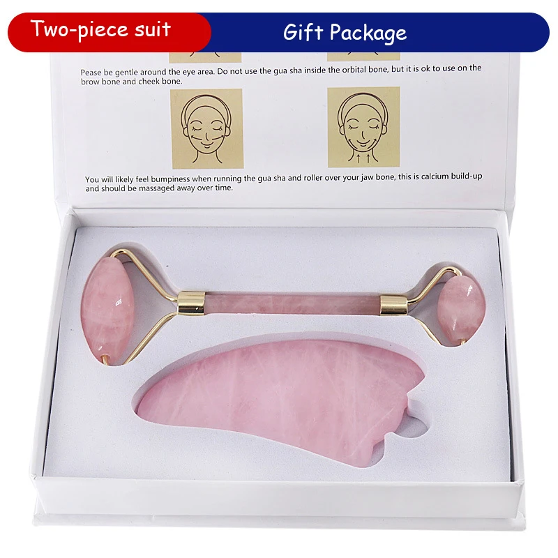 Натуральный розовый КВАРЦЕВЫЙ ролик для похудения массажер лица Нефритовый