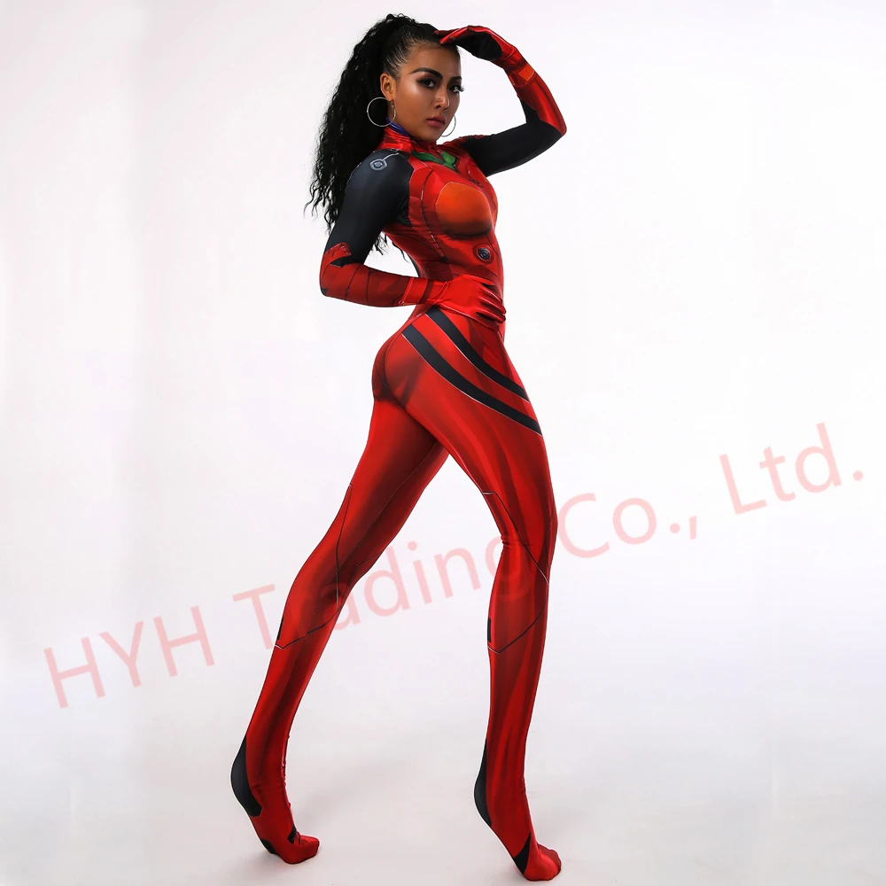 Женский костюм для косплея Asuka Langley Soryu на Хэллоуин цельнокроеный унисекс Zentai |
