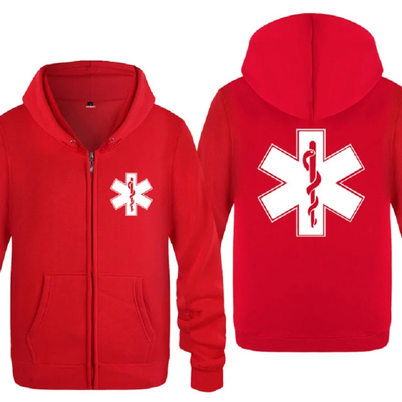 red hoodie 9 Мужские толстовки на молнии EMT с принтом скорой помощи, мужская толстовка с капюшоном, брендовая флисовая мужская куртка с длинным рукавом, толстовка Moletom Sudaderas - Цвет: red hoodie 9