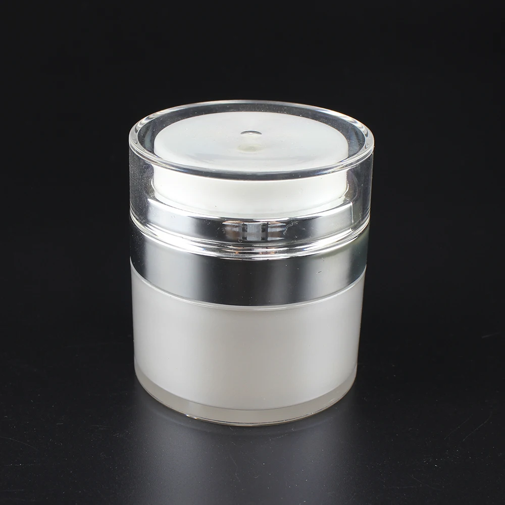 

15 мл, полипропиленовая бутылка с вакуумным насосом, жемчужно-белая с серебряным кольцом, бутылка с насосом для лосьона для косметических ба...