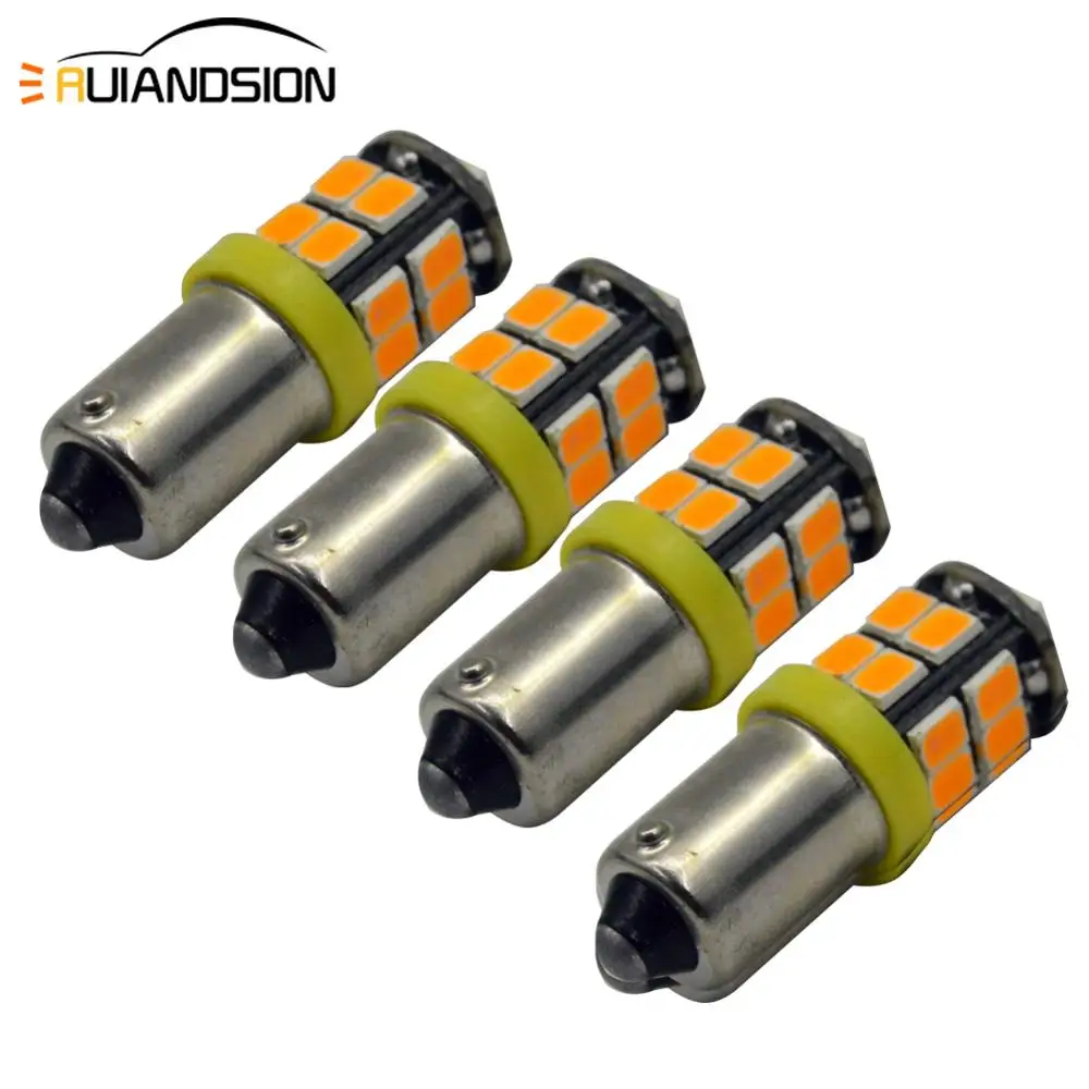 4x1 Вт BA9S BAX9S H21W BAY9s 20smd 2835 Светодиодный для автомобиля обратный номерные знаки для автомобиля огни номерного знака Лампа Белый Янтарный/желтый