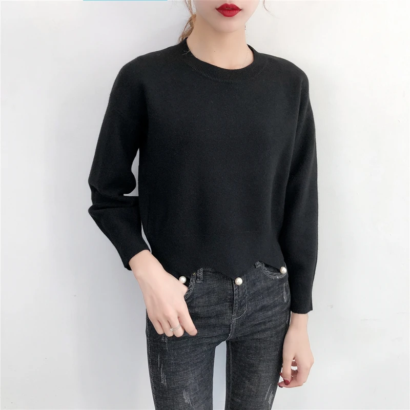 New Womens Sweaters Fall 2018 Winter Basic Base Short Ribbed Long Sleeve Top Jumpers Femme Pullover Sweater Knitwear Tops | Женская