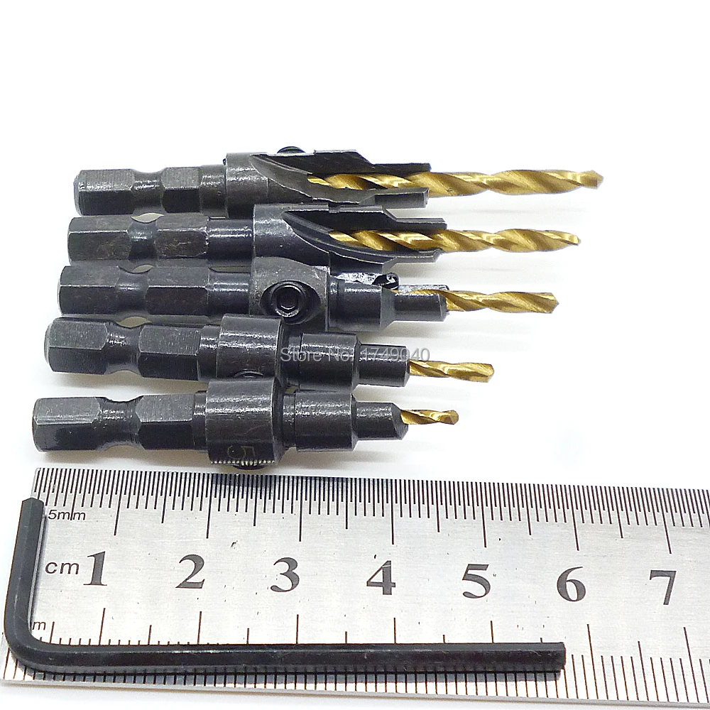 5 шт. HSS зенковки Бурильные долото множество Quick Change 1/4 &quotШестигранным хвостовиком