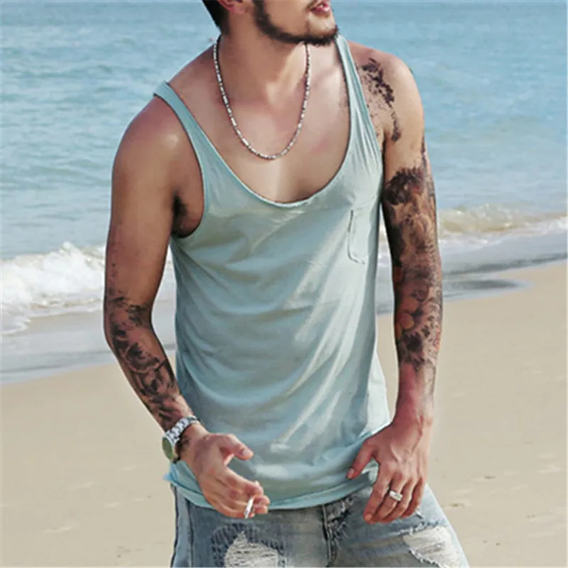 Бренд Летний стиль мода на бретелях мужские майки свободные хлопок Мягкий