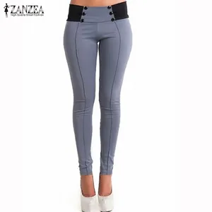 Весна 2021, женские винтажные облегающие брюки ZANZEA с заниженной талией, пикантные Женские повседневные узкие брюки-карандаш, облегающие леггинсы, брюки