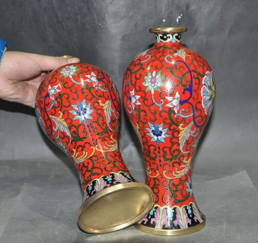 006997 фарфор бронза перегородчатый благоприятный Цветок Статуя Zun чашка бутылка