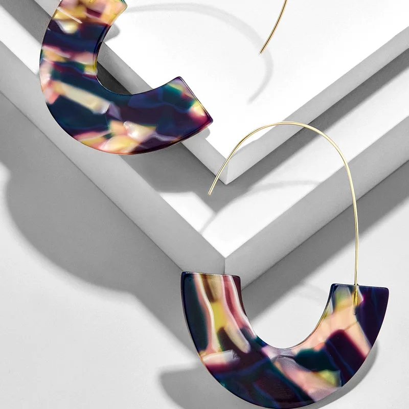 Простые полукруглые акриловые медные серьги-Крючки для женщин ацетатные