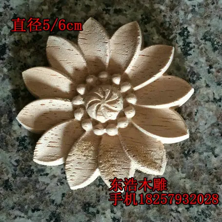 

Solid wood round circle flower applique door furniture applique fashion circle flower wood shavings dongyang wood carving