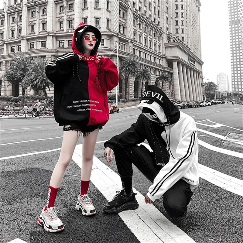 Негабаритных Японская уличная одежда толстовки для мужчин Harajuku с длинным рукавом Крутая толстовка