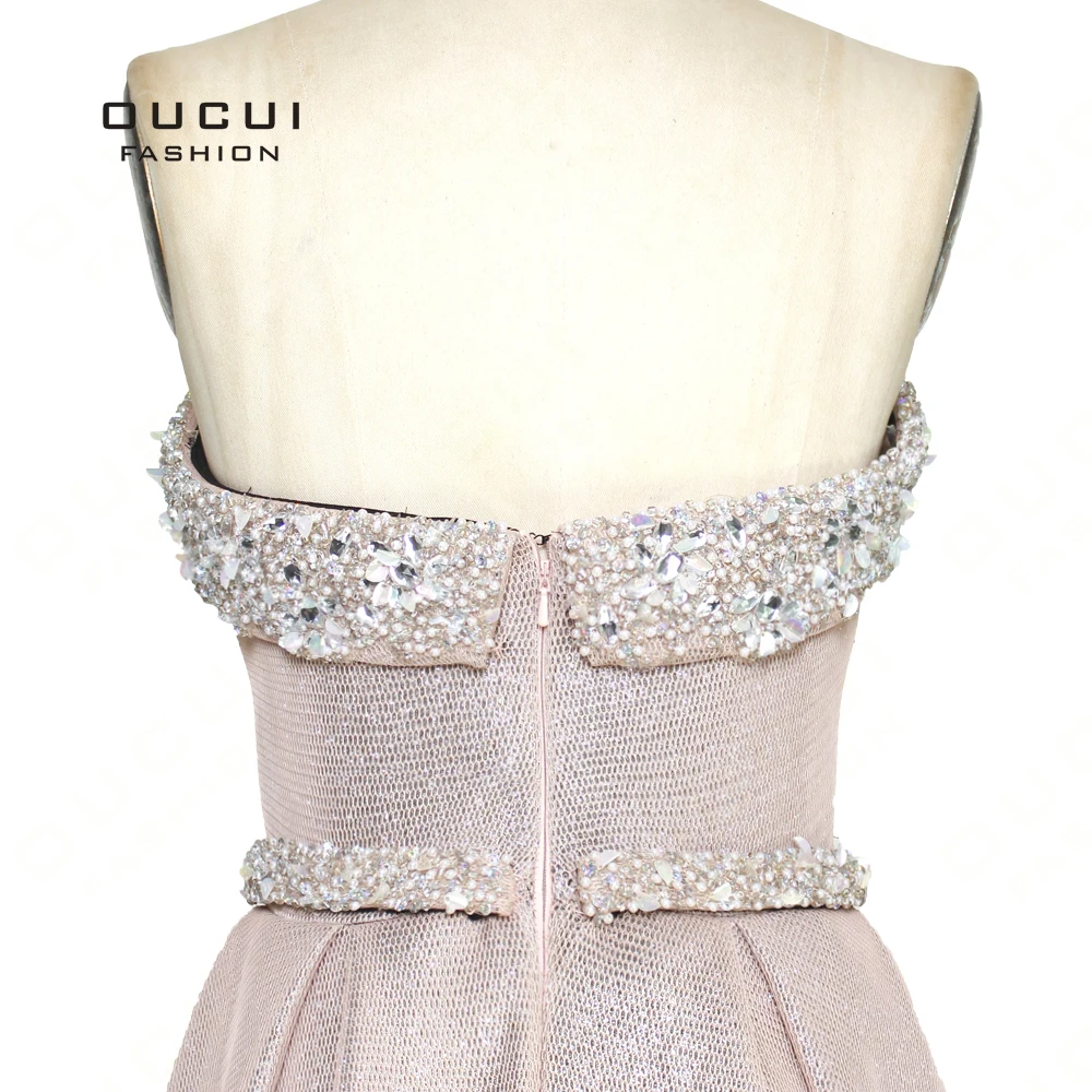 Женское вечернее платье без рукавов блестящее со шлейфом и поясом OL103320 2019 |