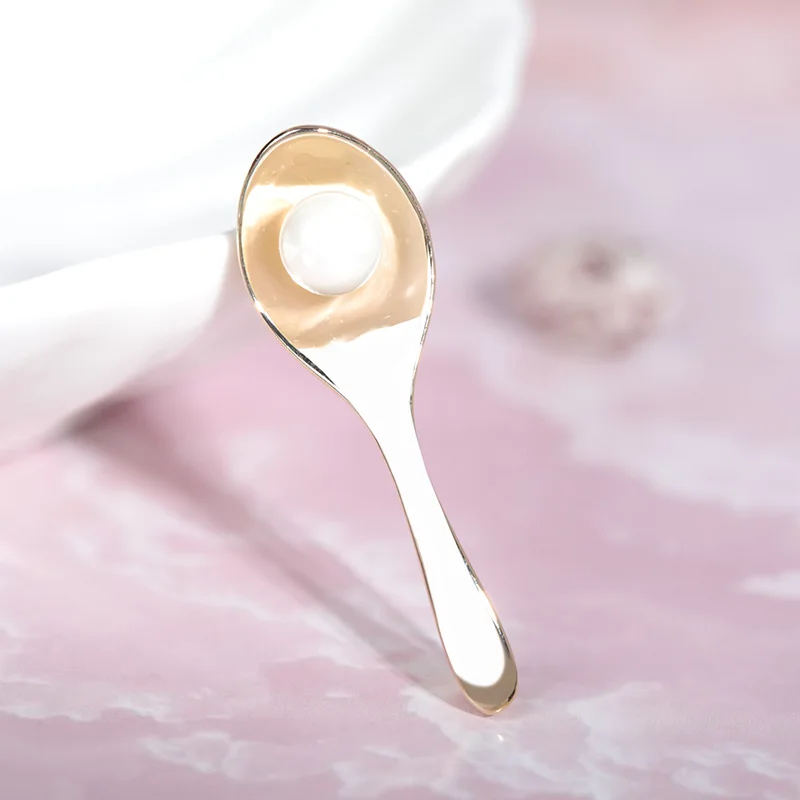 Женская брошь в форме ложки Funmor Медная с искусственным жемчугом украшение для