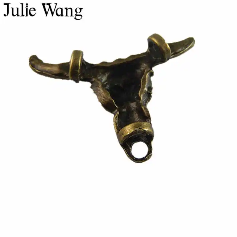 Julie Wang 6 шт. голова быка сплав фоторазъем изготовление ювелирных изделий подвески