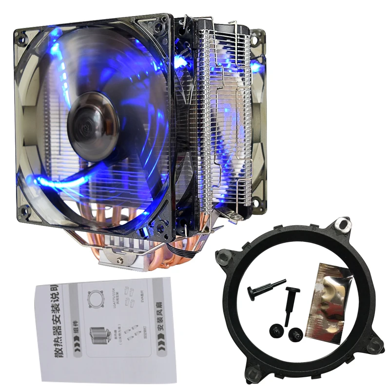 Pccooler x6 кулер для процессора 5 тепловых трубок 12 см вентилятор 4pin PWM светодиодный тихий вентилятор для intel 775 115x AMD AM4 радиатор охлаждения процессора двойной вентилятор