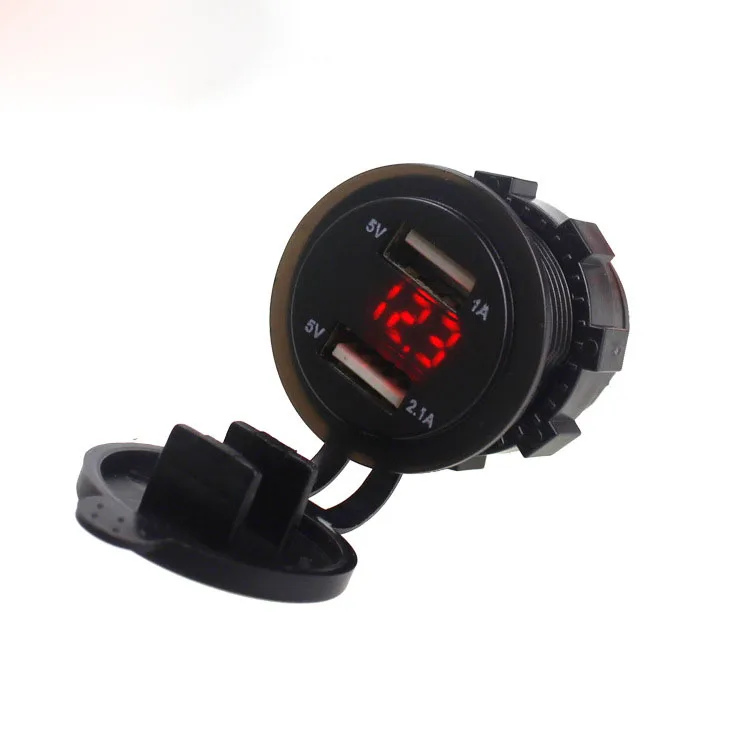 Горячая Распродажа светодиодный цифровой вольтметр метр монитор 12 V-24 V Dual USB Автомобильное зарядное устройство прикуриватель для мотоциклов автомобиля Зарядное устройство гнездо Зарядное устройство