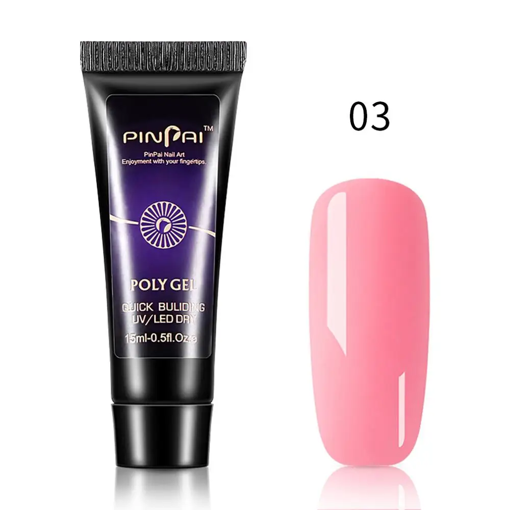3 dark pink 15 мл полигелевые наборы для ногтей, акриловый гель-конструктор, светодиодная УФ-лампа для ногтей, Кристальный твердый гель, инструменты для ногтей - Цвет: 3 dark pink