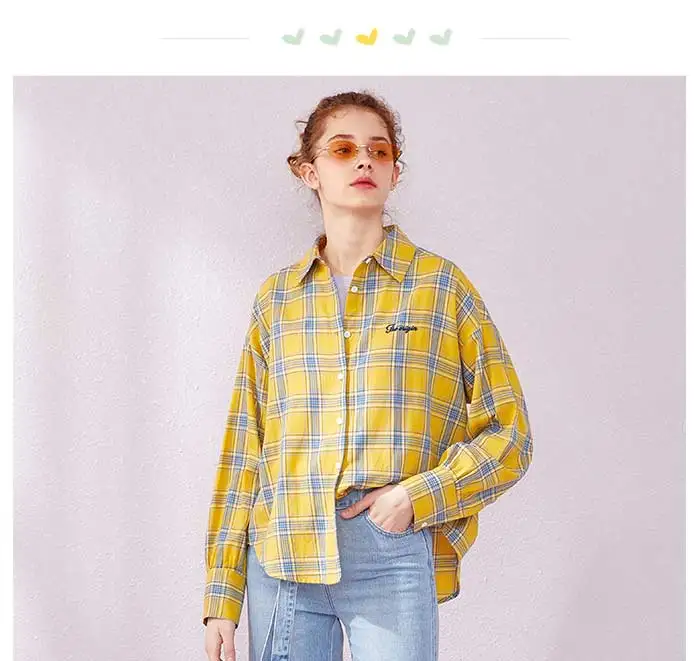 SEMIR Женская клетчатая длинная рубашка из хлопка, куртка с вышивкой, Женская длинная рубашка с отложным воротником и зауженной талией
