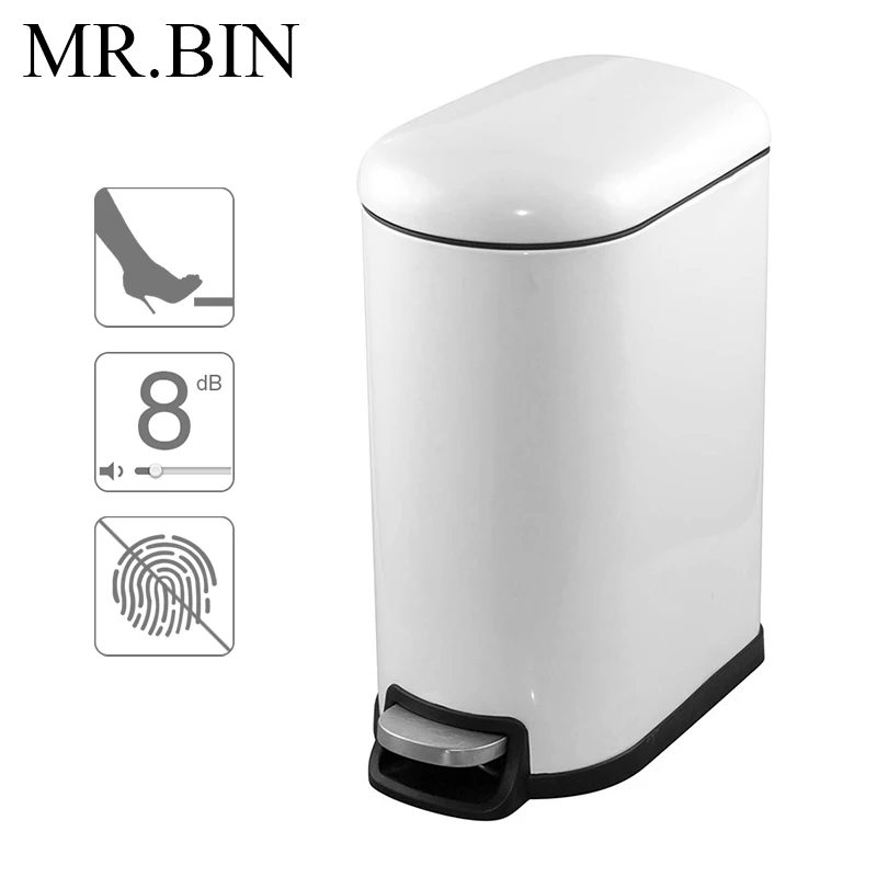 MR.BIN 10L Unique Stainless Steel Trash Can with Foot Pedal Nordic Minimalism Pressing Dustbin Waste Bin for Living Room | Дом и сад