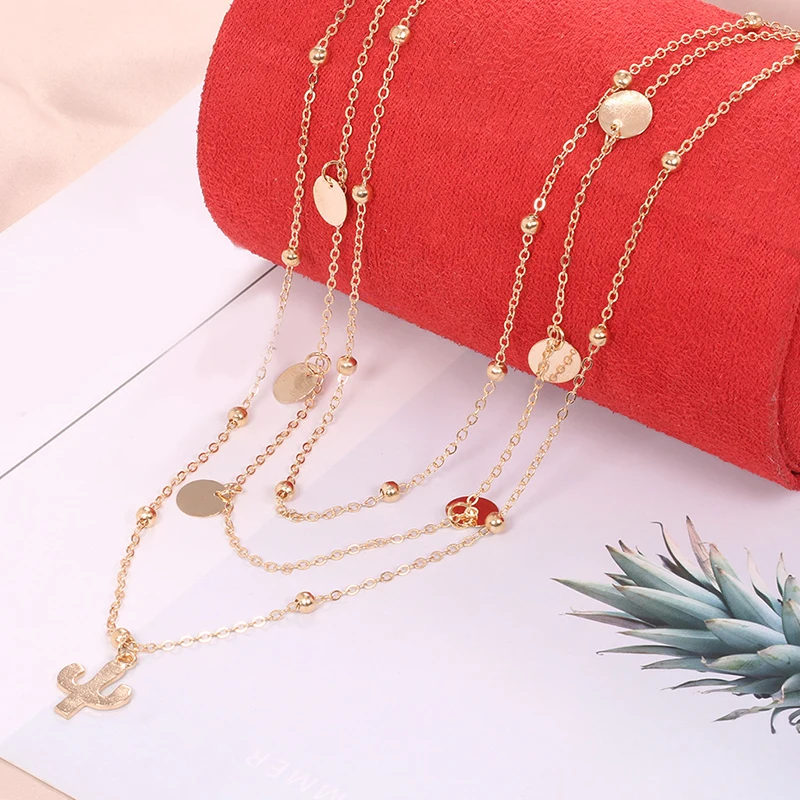 3 шт./компл. женское ожерелье в богемном стиле с рисунком кактуса круглые бусины