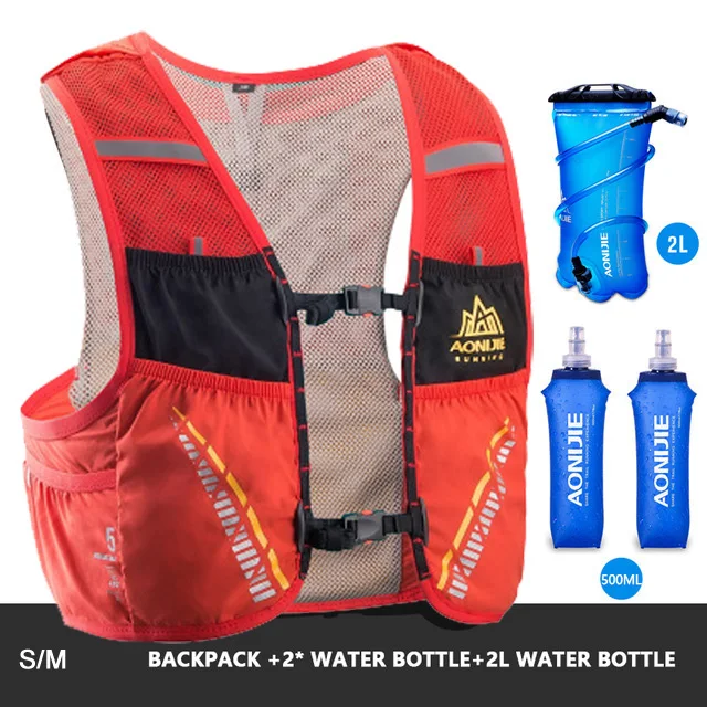 SM set 1 AONIJIE 5L Trail гидратационный жилет, рюкзак для пеших прогулок, велоспорта, кемпинга, марафона, рюкзак, сумка для бега - Цвет: SM set 1