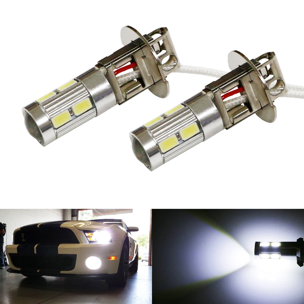 Yushuangyi 10pcs/lot H3 H1 5630 SMD 10 LED White Driving Fog Head Light Headlight Lamp Bulb 12V | Автомобили и мотоциклы