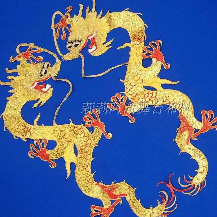 Большая Желтая шелковая вышивка золотая нить красная ткань вышитая золотой