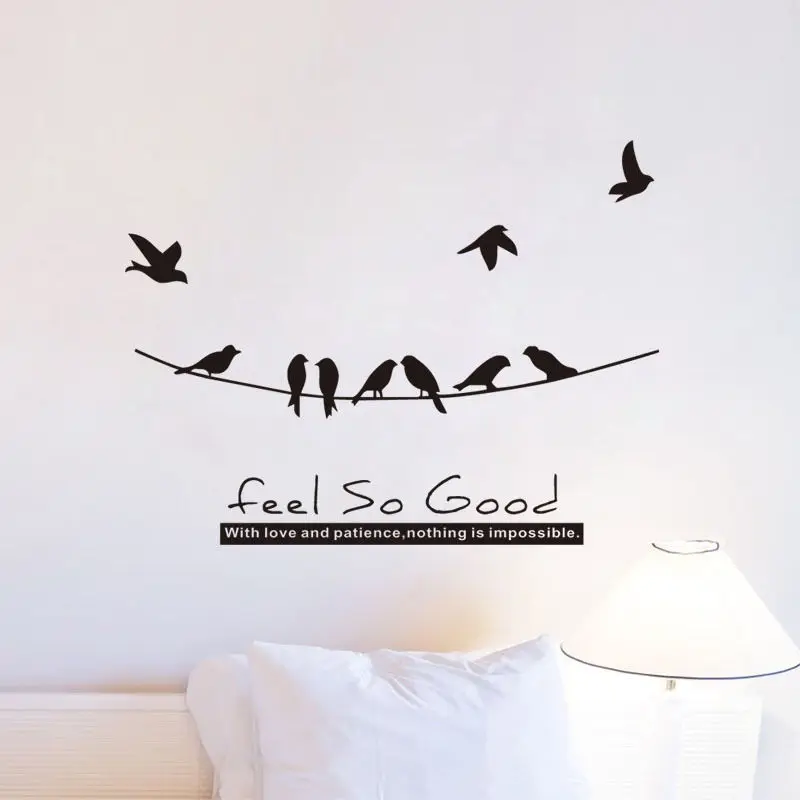 Птиц на Мощность линии стены Стикеры s для Гостиная домашний декор Съемная