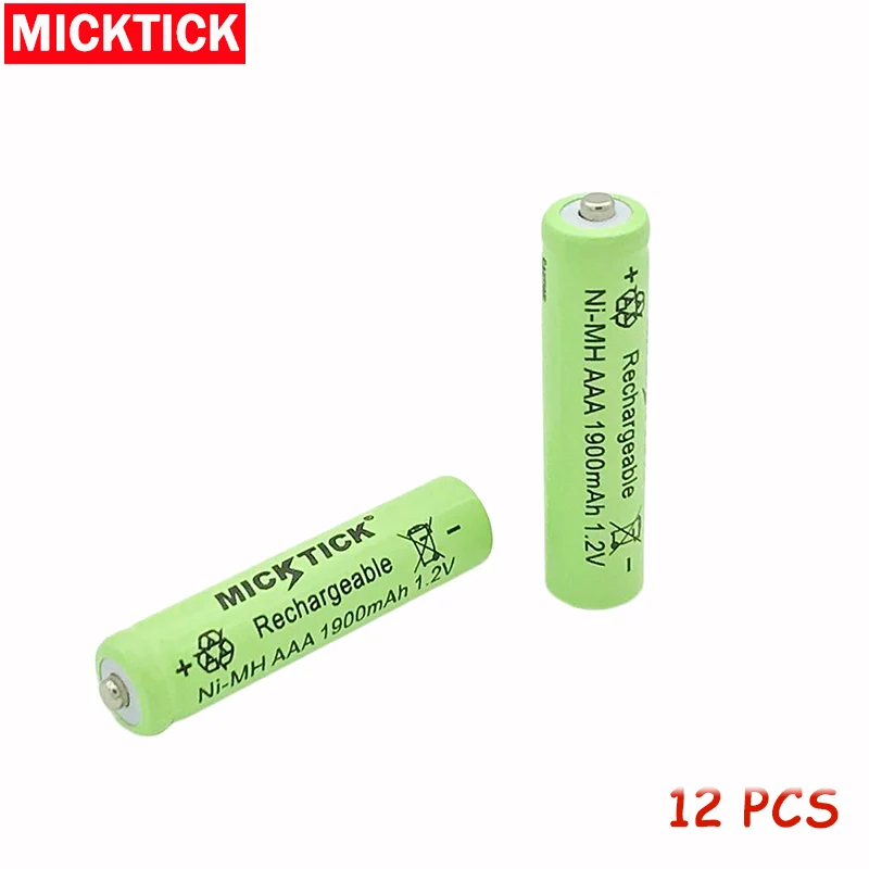 MICKTICK 12 шт. 12X Ni-MH 1 2 в AAA перезаряжаемая 1900 мАч 3A нейтральная аккумуляторная батарея