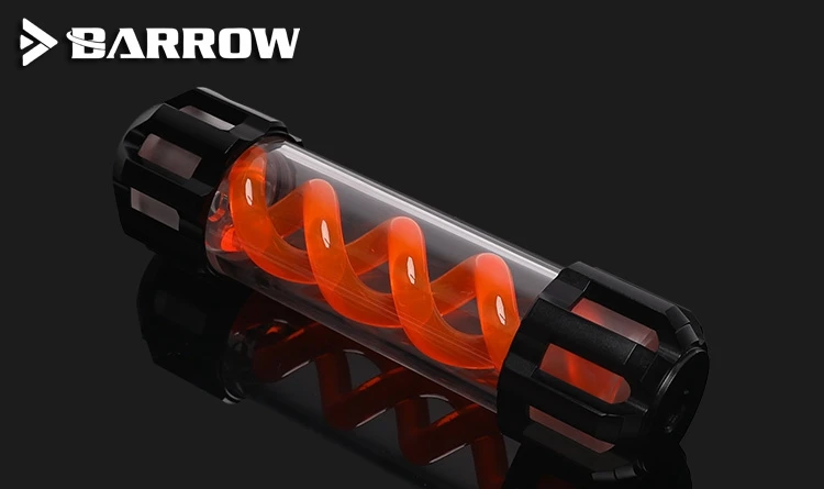 black and orange Курган 205 мм X 50 мм двойная спираль Т-вируса Цилиндрический бак с водяным охлаждением охлаждающей жидкости A-RGB светильник системы PMMA+ алюминиевая черная крышка - Цвет лезвия: black and orange