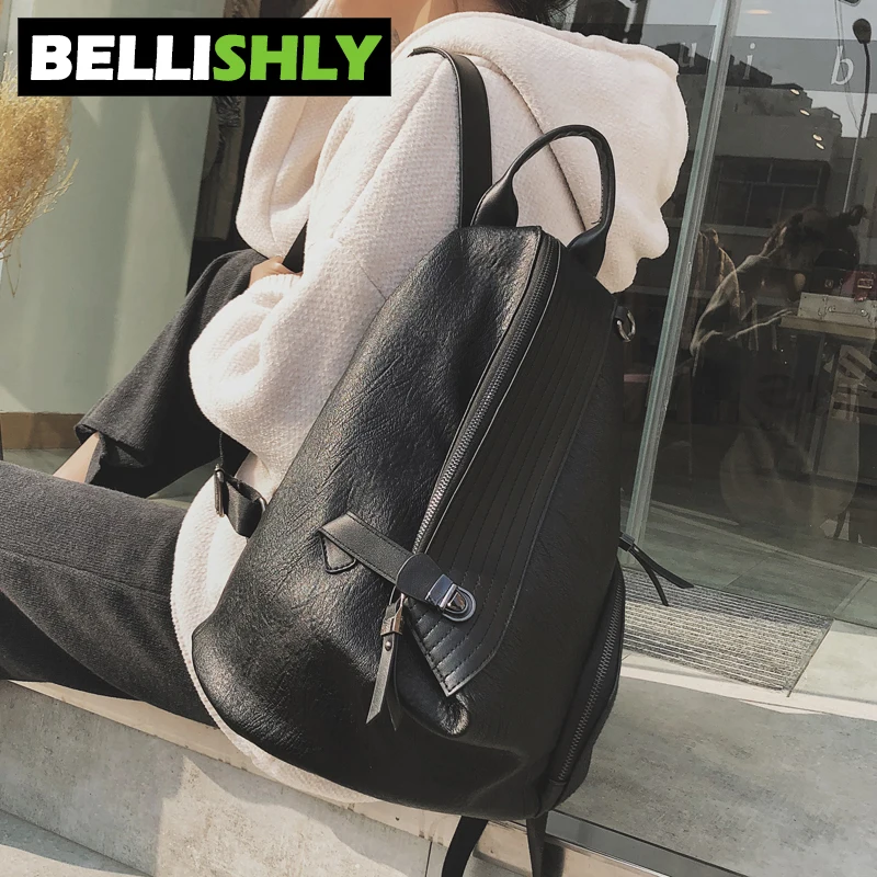 Bellishly travel accessories 2019 backpack women high quality PU leather shoulder bags women's back bag school vintage mochilas | Багаж и