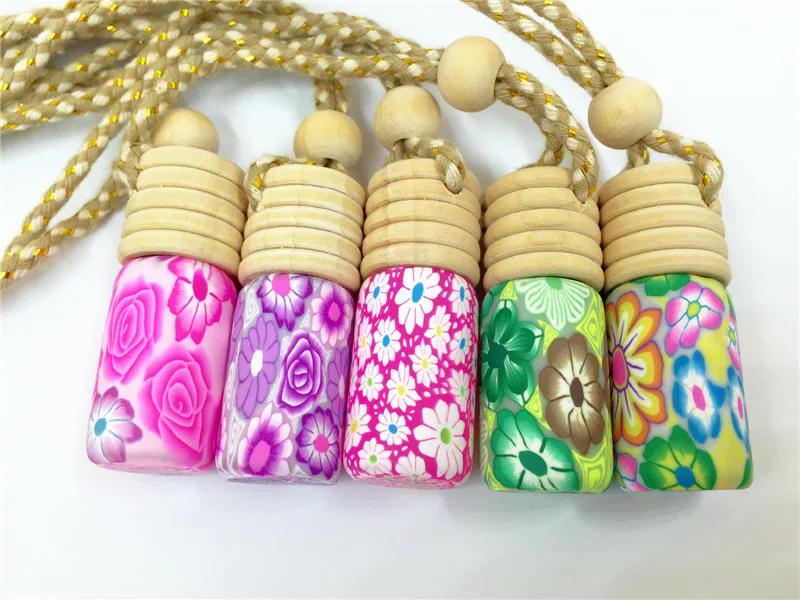 

10pcs/lot 5ml mini screw print perfume bottle polymer clay empty small perfume refillable bottle Car Pendant Personalized Gift