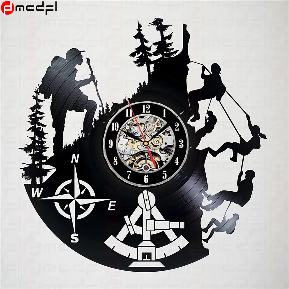 Горные альпинистские дизайнерские виниловые настенные часы LP 12 дюймовые для