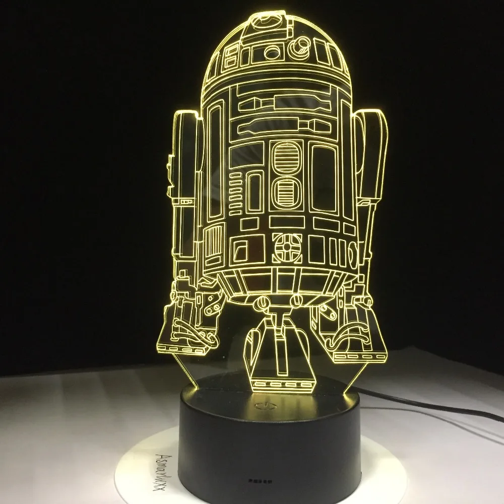 3D ночной Светильник Звездные войны Droid игрушка R2D2 светодиодный оптический