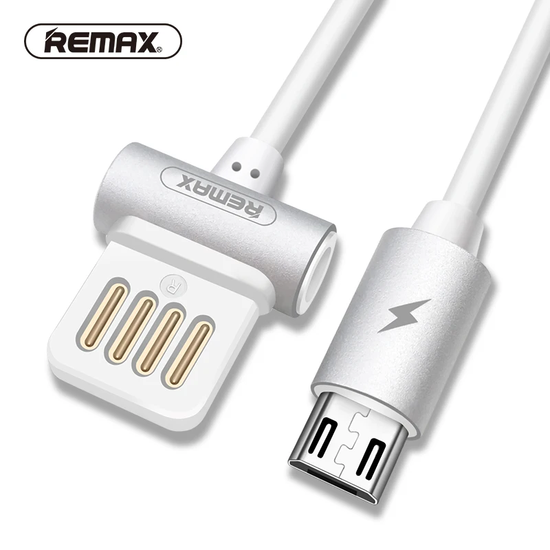 Remax Dual side USB зарядное устройство Micro кабель для передачи данных 1 м 2.1a сплав