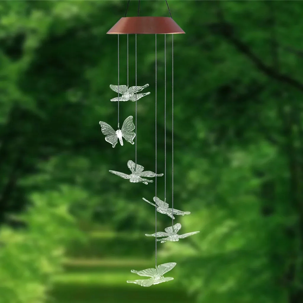 Дропшиппинг светодиодная Подвесная лампа на солнечной батарее в виде бабочки