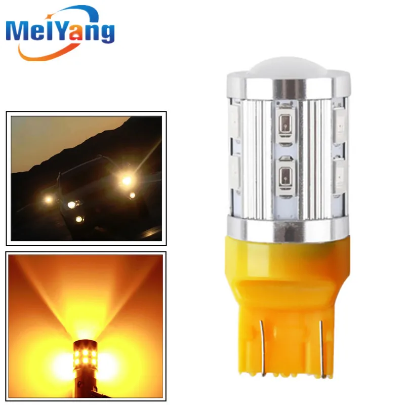 7443 7440 Car LED bulbs 12 SMD 5730 W21/5W 5W High power XPE lamp Bulbs car light source parking Yellow Amber | Автомобили и