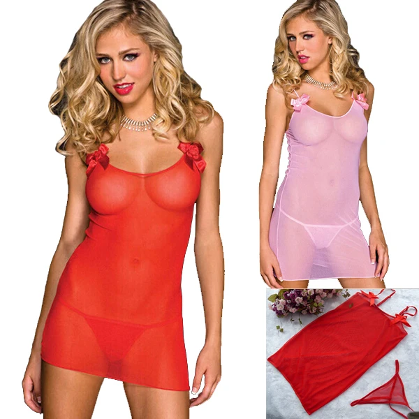 New Hot Sexy Langerie Erotic Lingerie Fishnet Dress Red Blue Lace Dress+G String Sleepwear Underwear Dresses Sex Products | Тематическая